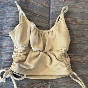 Green Ruched Tank Top with Adjustable Side Ties